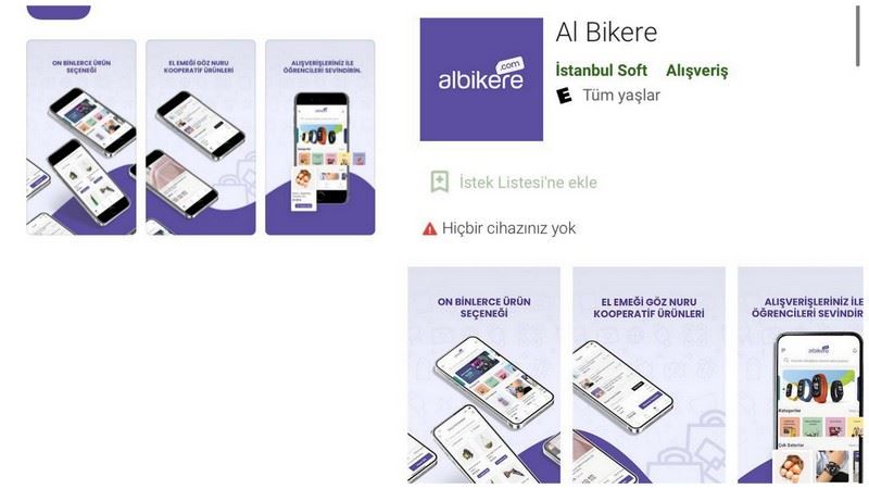 albikere.com mobil uygulaması devrede