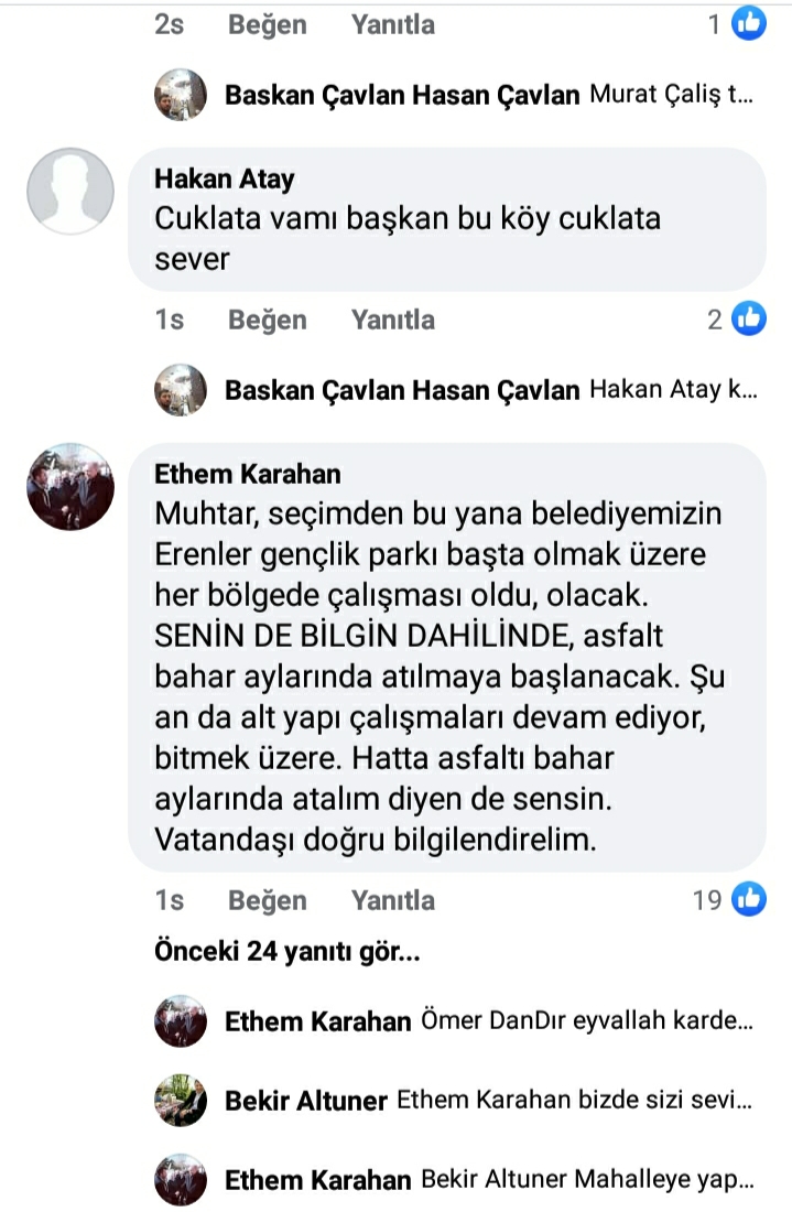 MUHTAR?DAN BELEDİYE BAŞKANINA MENEMENLİ GÖNDERME