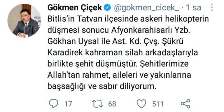 Afyonlu 2 askerimiz helikopter kazasında şehit oldu