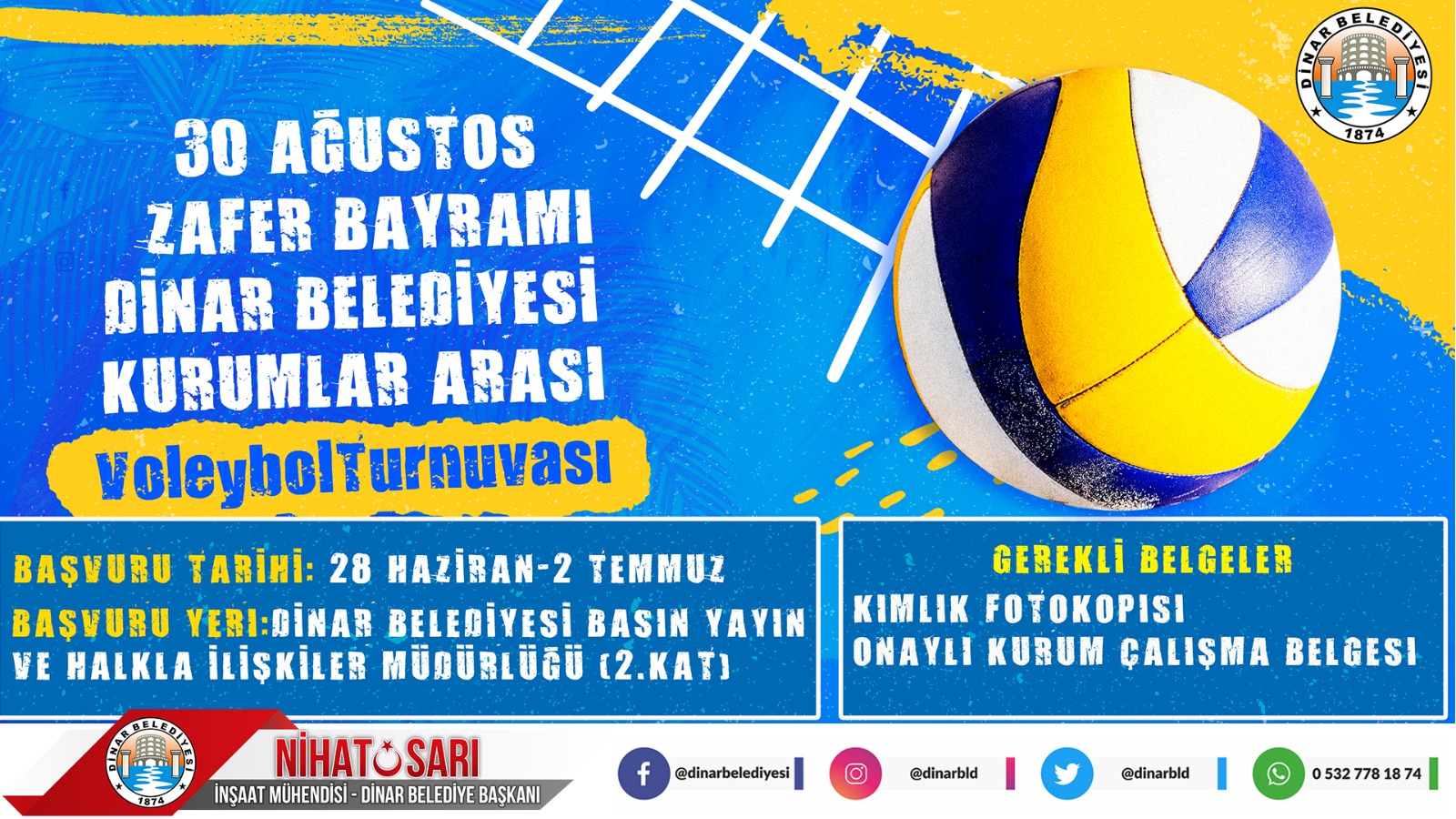 Dinar?da 30 Ağustos?a özel voleybol turnuvası düzenlenecek