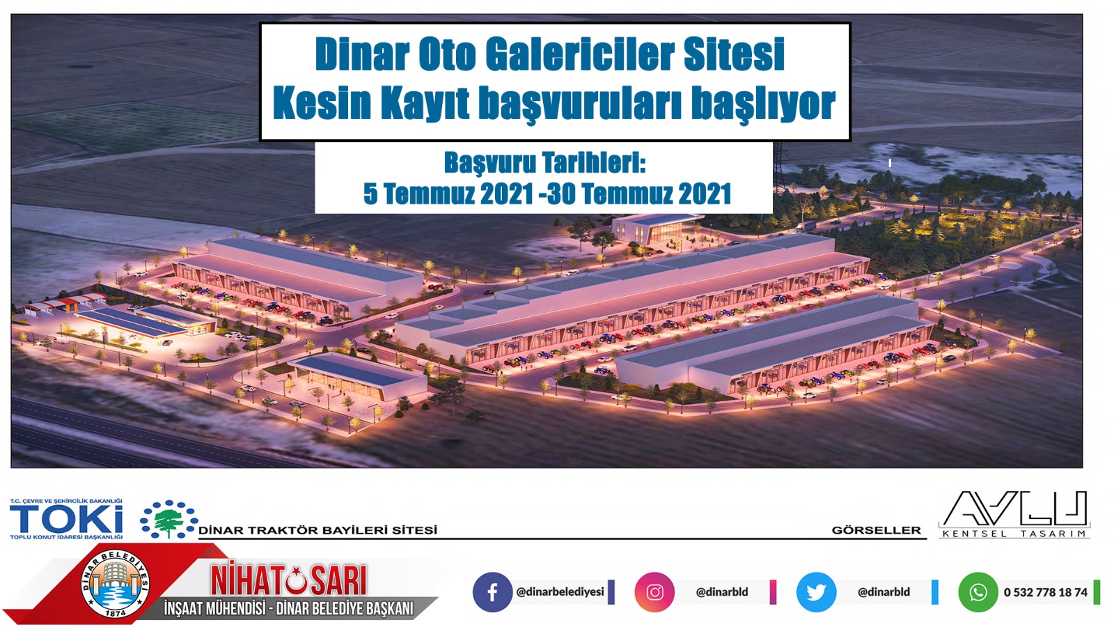 Dinar Oto Galericiler Sitesi kesin kayıt başvuruları başlıyor